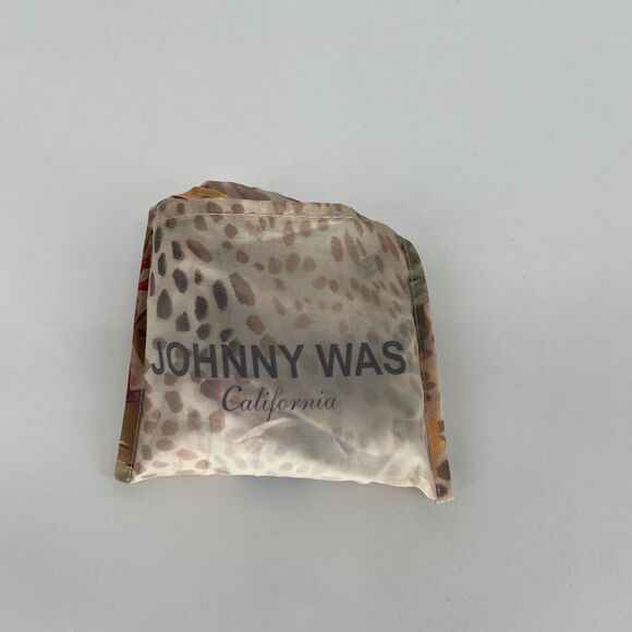 Johnny Was Reusable Bag Tan Floral Cheetah Foldable Packable - Picture 7 of 8